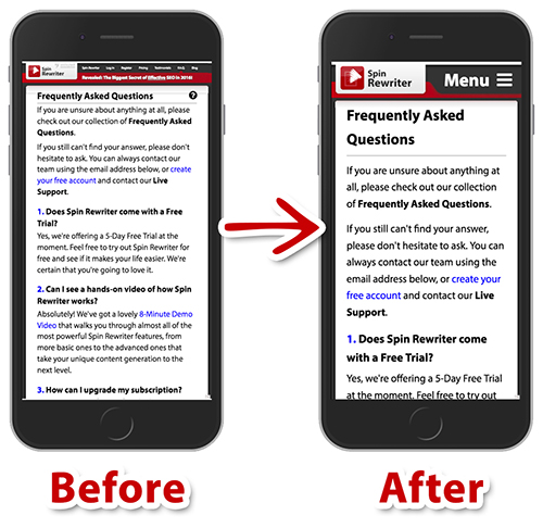 Spin Rewriter - Mobile Responsiveness
