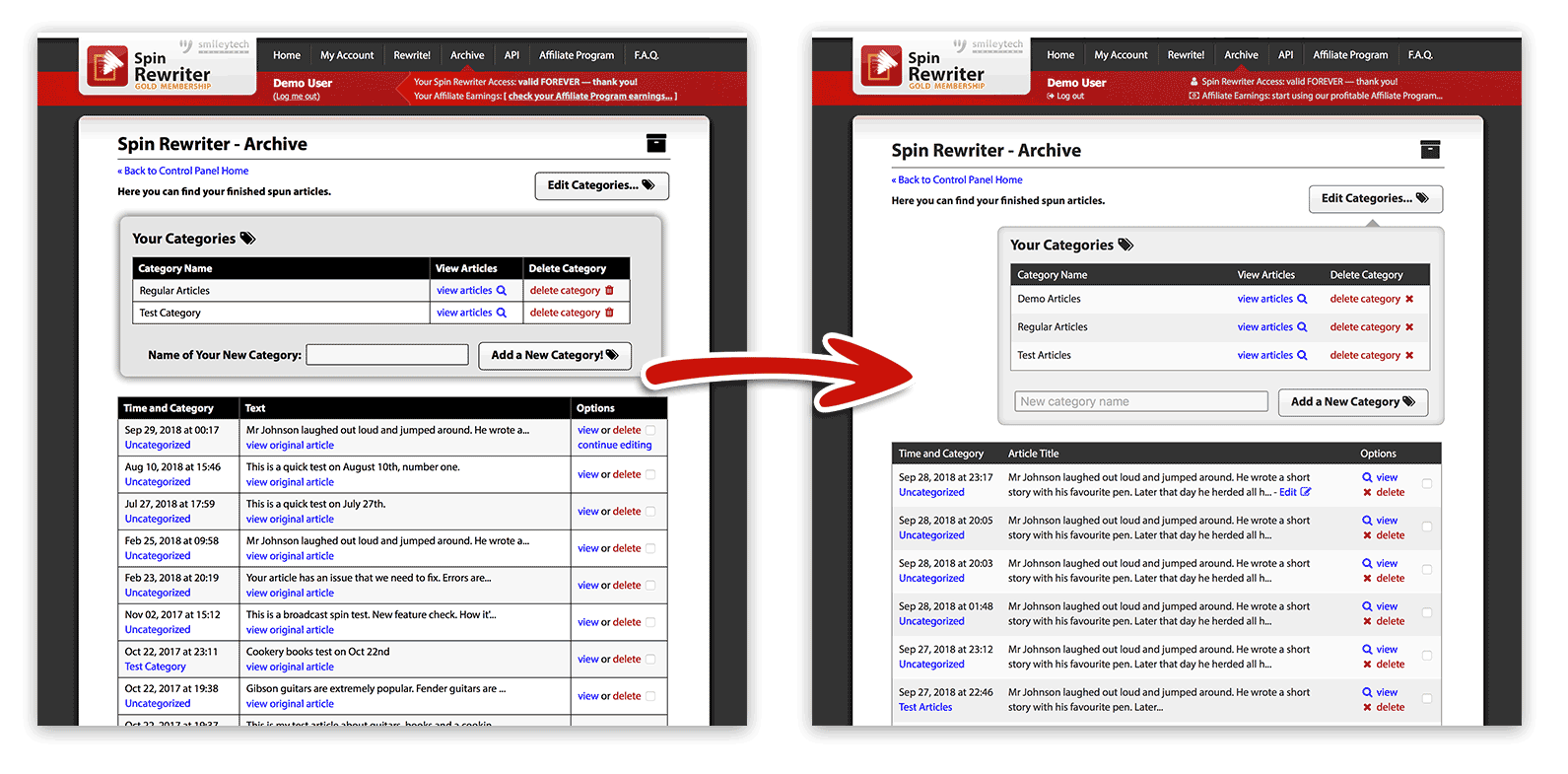 Archive page - improved design