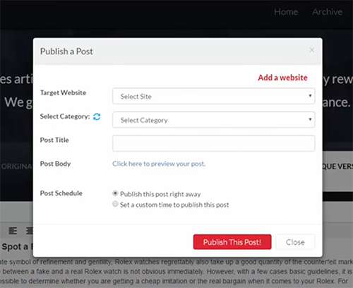 Competitor's design for remote WordPress posting