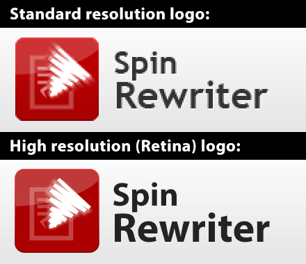 Spin Rewriter logo - standard definition vs Retina high definition