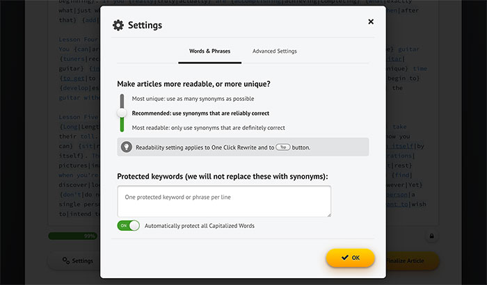 Step 2: One Click Rewrite